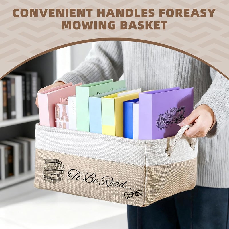FOREDOO Book Lover Gifts for TBR List - Book Basket to Be Read List, Collapsible Reading Organizer Bin, Holds 10–12 Books, Holiday Gifts for Book Lover, Club Members Student Teacher - Image 3